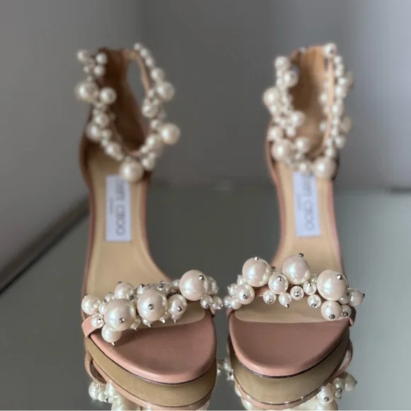 New JIMMY CHOO Maisel 100 pearl-embellished leather heeled sandals 36 $2,295 - Picture 5 of 12